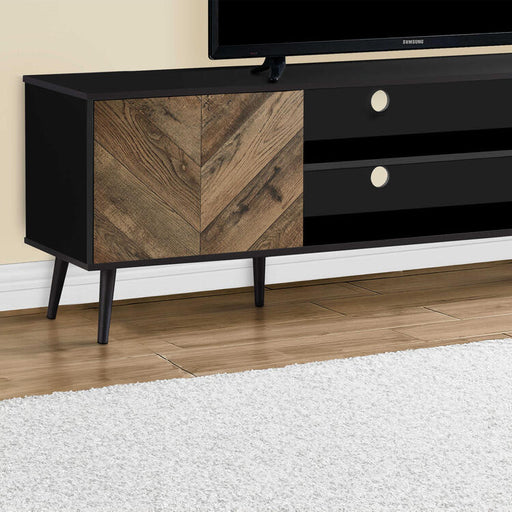 Monarch Specialties I 2781 | 72'' TV stand - Black base - With 2 faux wood doors-SONXPLUS Chambly