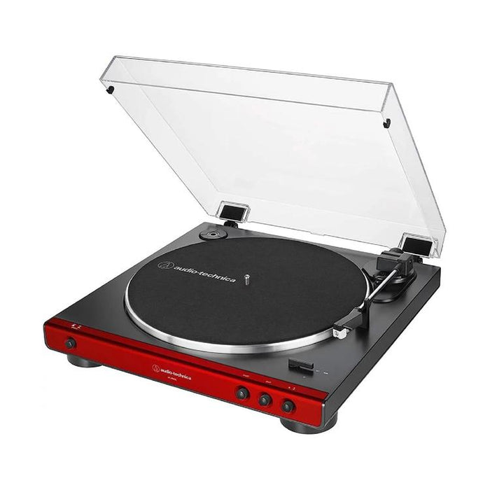 Audio-Technica AT-LP60X-RD | Table tournante Stéréo - Entraînement par courroie - Entièrement automatique - Rouge-SONXPLUS Chambly