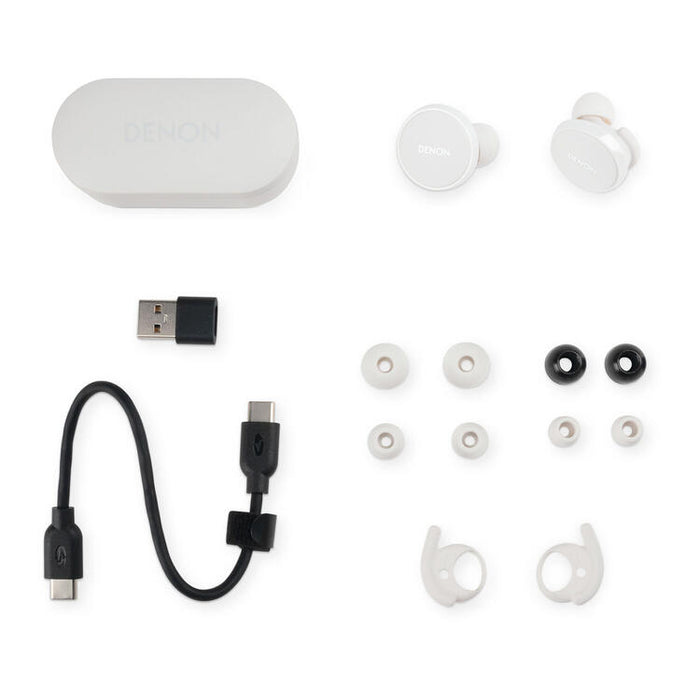 Denon PERL PRO | In-Ear Headphones - Wireless - Bluetooth - Masimo Adaptive Acoustic Technology - White-SONXPLUS Chambly