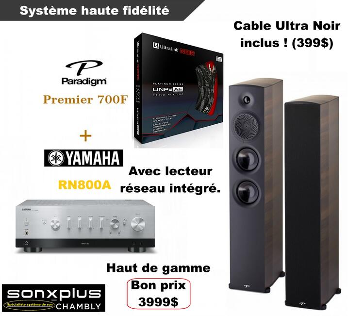 Yamaha/Paradigm Premier 700 | Ensemble audio haute-fidélité avec haut-parleurs tour et amplificateur Yamaha RN800 à connectivité réseau-SONXPLUS Chambly
