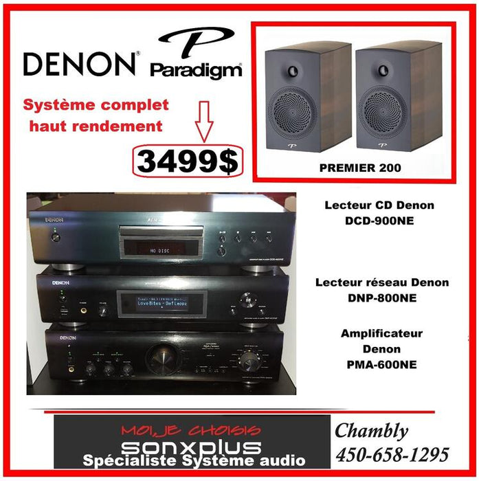 Denon / Paradigm | Ensemble audio haute-fidélité - Amplificateur - Lecteur Réseau - Lecteur CD - Paradigm Premier 200-SONXPLUS Chambly