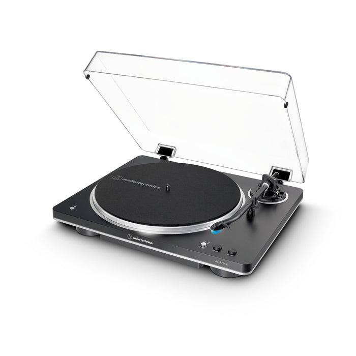 Audio-Technica AT-LP70XBTBS | Table tournante Stéréo - Sans fil - Bluetooth - Entraînement par courroie - Entièrement automatique - Noir/Argent | 02 | Sonxplus Chambly