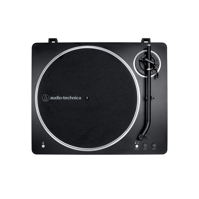 Audio-Technica AT-LP70XBTBS | Table tournante Stéréo - Sans fil - Bluetooth - Entraînement par courroie - Entièrement automatique - Noir/Argent | 03 | Sonxplus Chambly